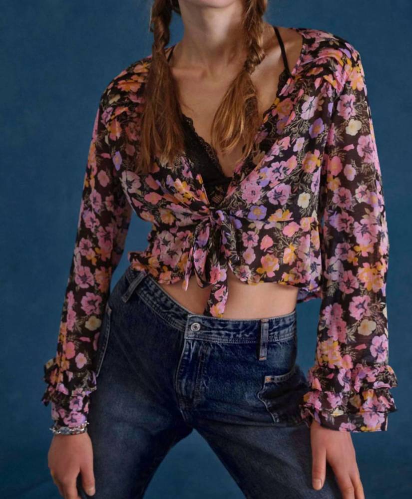 NEW FREE PEOPLE maybel blouse in black combo - Picture 5 of 5